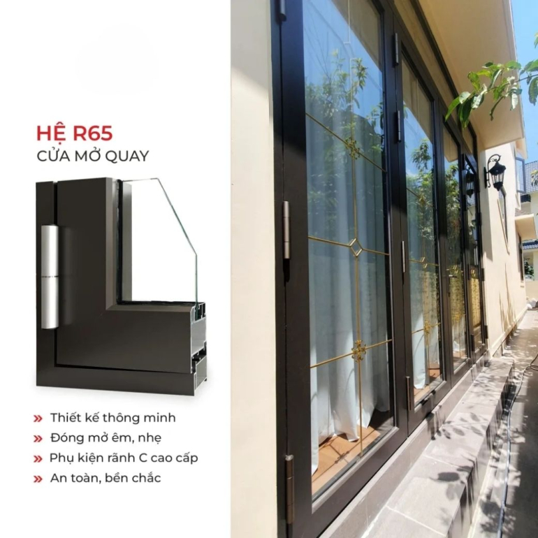 CỬA MỞ QUAY NHÔM MAXPRO JP HỆ R65