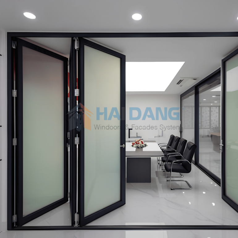 CỬA XẾP TRƯỢT NHÔM PMI HỆ MP75A CAO CẤP
