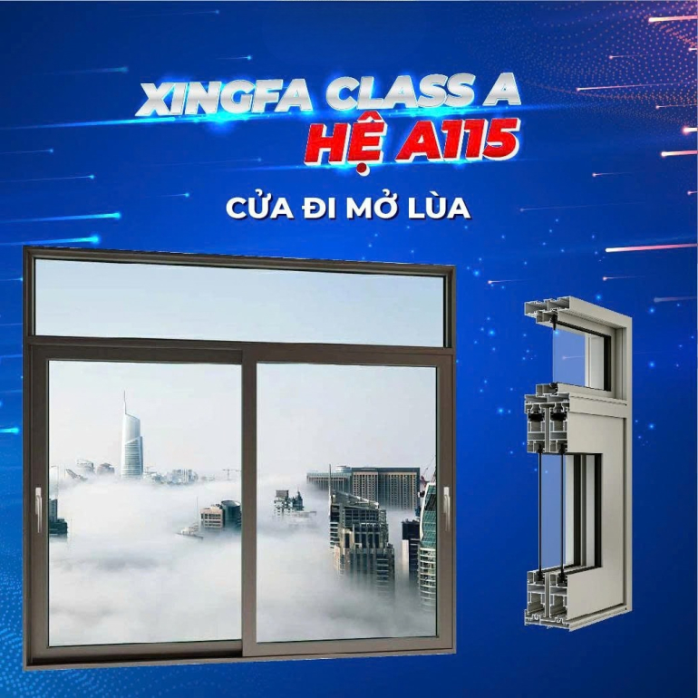 CỬA ĐI MỞ LÙA XINGFA CLASS A HỆ 115