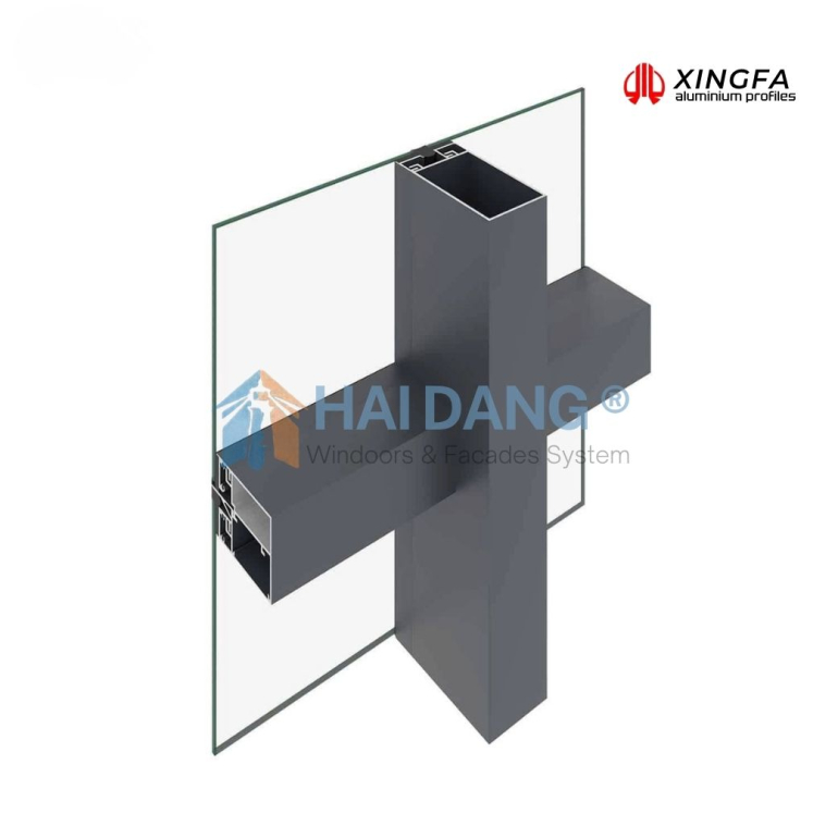 VÁCH MẶT DỰNG XINGFA HỆ 65 - GIẤU ĐỐ VÀ LỘ ĐỐ